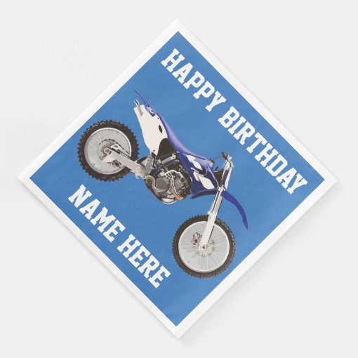 Dirt Bike Blue Birthday Sport Napkins Zazzle