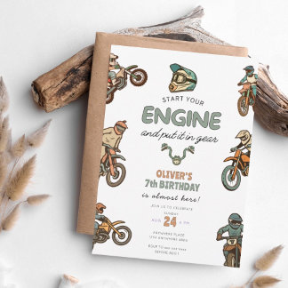 Dirt bike boy 7th birthday invitation