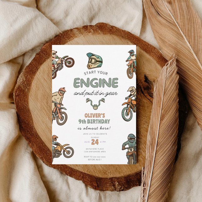 Dirt bike boy 9th birthday invitation (Creator Uploaded)