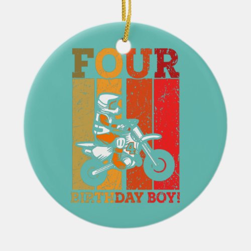 Dirt Bike Boys 4th Birthday 4 Four Dirt Bike Ceramic Ornament