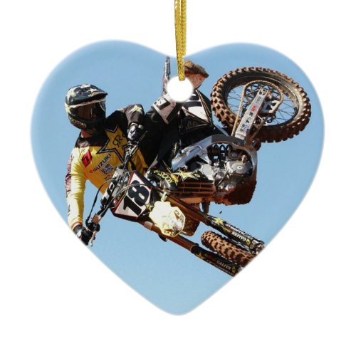 Dirt bike ceramic ornament
