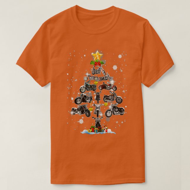 Dirt Bike Christmas Tree Funny Biker  T-Shirt (Design Front)