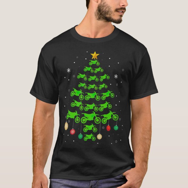 Dirt Bike Christmas Tree Funny Xmas dirty  T-Shirt (Front)
