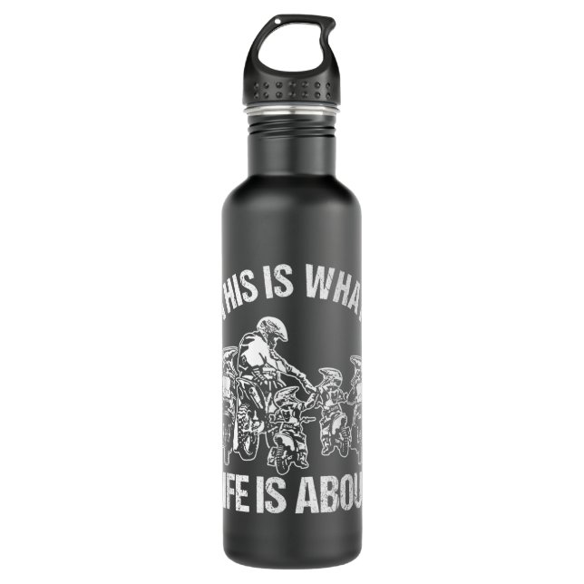 Dirt Bike Dad Motocross Father Motorcycle Son Kids Stainless Steel Water Bottle (Front)