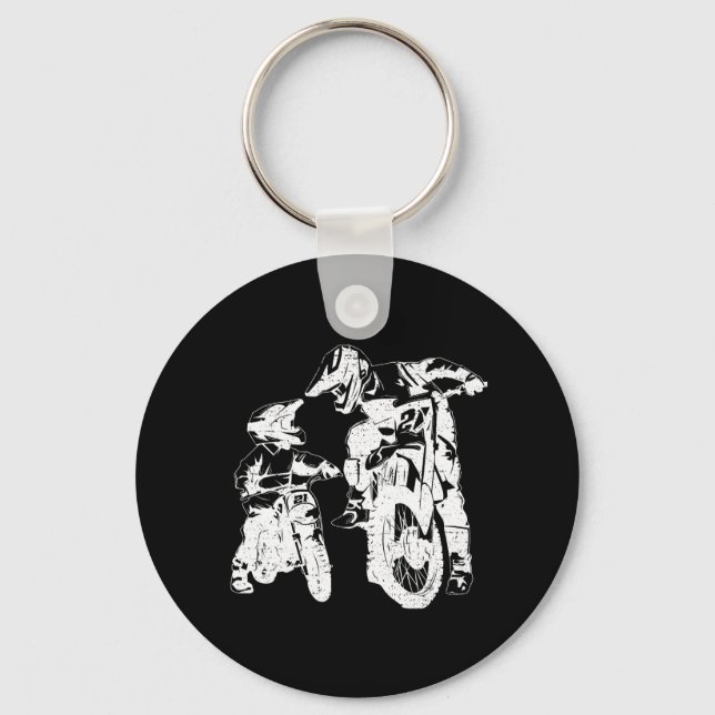 Dirt Bike Dad Motocross Motorcycle Biker Father Keychain (Front)