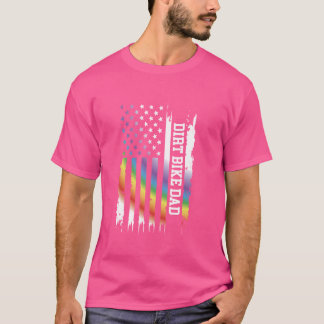 Dirt Bike Dad United States Distressed Rainbow w U T-Shirt