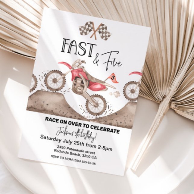 Dirt Bike Fast and Five invitation (Dirt Bike Birthday Inviation Fast and Five)