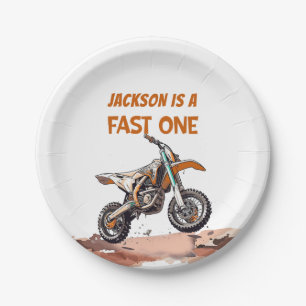 Dirt Bike Fast One 1st Birthday Party Paper Plates