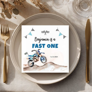 Dirt Bike Fast One Boy Birthday Party Napkins