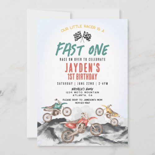 Dirt Bike First Birthday Party Invitation for Boy