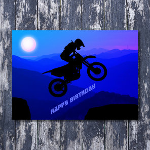 Dirt Bike Full Moon Night Ride Motocross Birthday Card