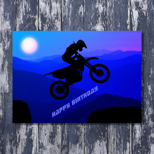 Dirt Bike Full Moon Night Ride Motocross Birthday Card