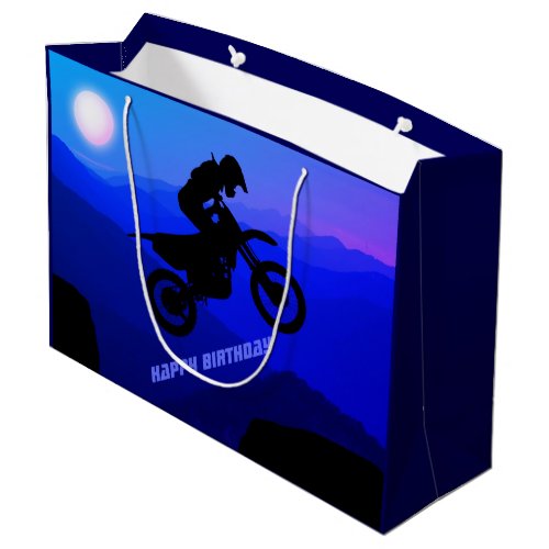 Dirt Bike Full Moon Night Ride Motocross Birthday Large Gift Bag