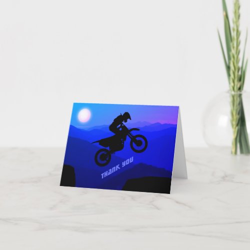 Dirt Bike Full Moon Night Ride Motocross Thank You Card