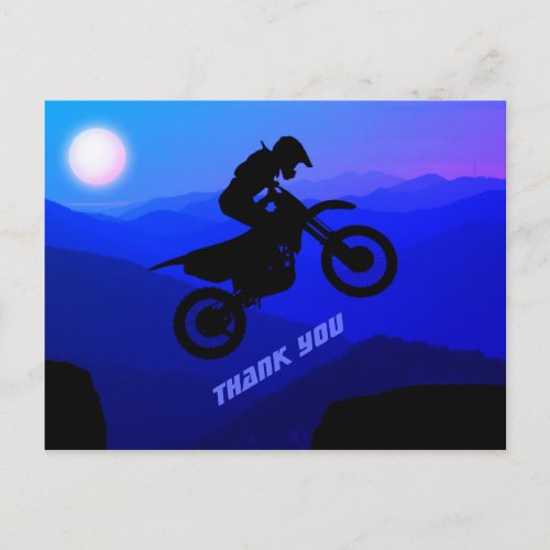 Dirt Bike Full Moon Night Ride Motocross Thank You Postcard