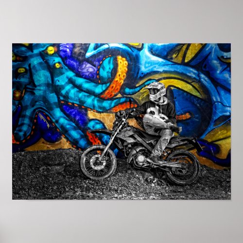 Dirt Bike Graffiti Urban Street Art Poster
