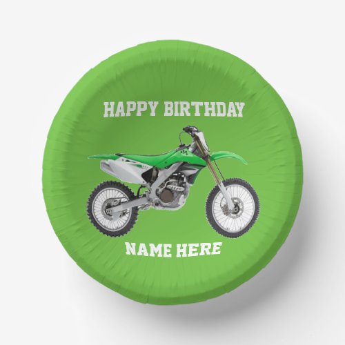 Dirt Bike Green Birthday Sport Motorbike Cool Paper Bowls