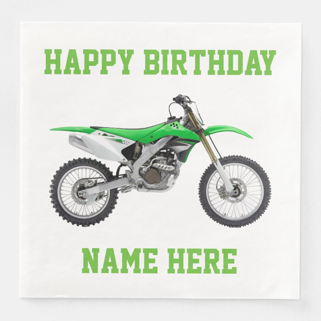 Dirt Bike Green Birthday Sport Napkins Zazzle