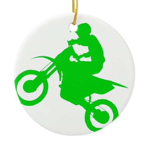 DIRT BIKE (green) Ceramic Ornament
