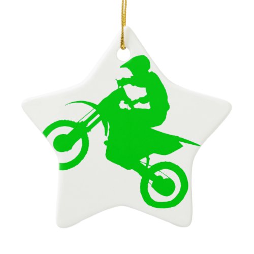 DIRT BIKE (green) Ceramic Ornament