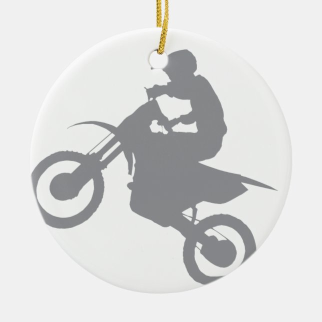 DIRT BIKE (grey) Ceramic Ornament (Front)
