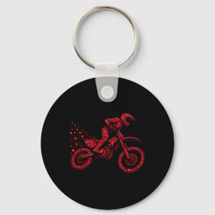 Dirt Bike Heart Biker Boys Womens Mens Valentine D Keychain