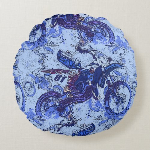 Dirt_Bike Heaven _ Motocross Racers  Round Pillow