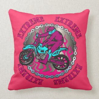 Dirt Bike Jumper Pink Girls Decorative Pillow throwpillow