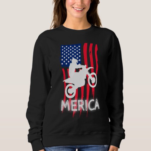 Dirt Bike Merica American Flag 4th Of July Boys Vi Sweatshirt