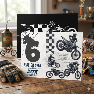 Dirt Bike Motocross 6th Birthday Ride On Over Invitation