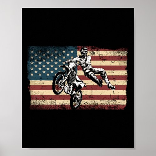 Dirt Bike Motocross American Flag Dirt Bike Poster