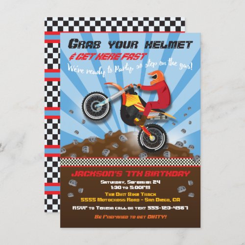 Dirt Bike Motocross Birthday Party Invitation