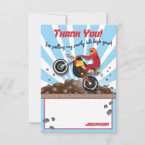 Dirt Bike Motocross Birthday thank you note