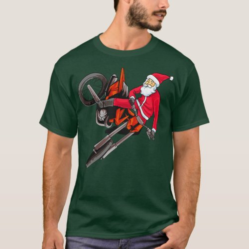 Dirt Bike Motocross Freestyle Santa Christmas T_Shirt