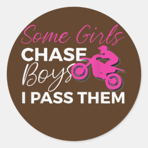 Dirt Bike Motocross Girl Classic Round Sticker