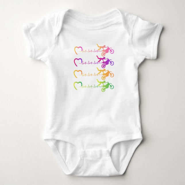 Dirt Bike Motocross Heartbeat Baby Bodysuit (Front)