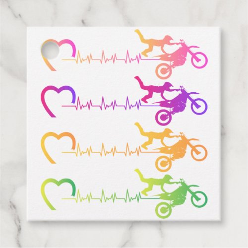 Dirt Bike Motocross Heartbeat Baby Bodysuit Square Favor Tags