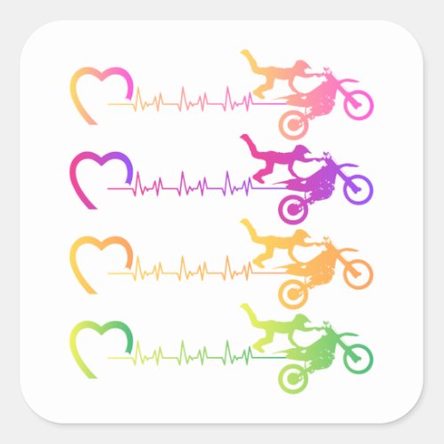 Dirt Bike Motocross Heartbeat Baby Bodysuit Square Sticker
