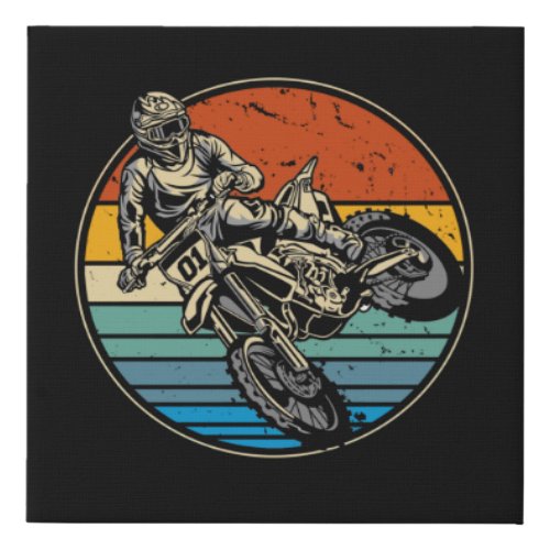 Dirt Bike Motocross Motorcycle Vintage Retro Faux Canvas Print