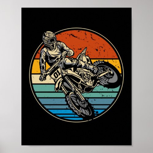 Dirt Bike Motocross Motorcycle Vintage Retro Poster