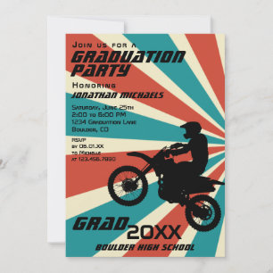 Dirt Bike Motocross PHOTO Sunburst Graduation Invitation