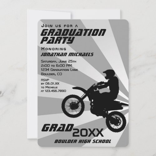 Dirt Bike Motocross PHOTO Sunburst Graduation Invitation