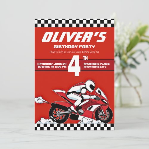 Dirt bike motocross racing boy birthday  invitation