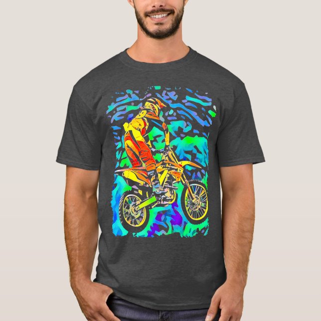 Dirt Bike Motocross Racing Pop Art T-Shirt (Front)