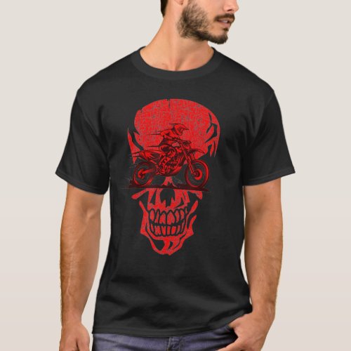 Dirt Bike Motocross Skull  Mens Biker Halloween Co T_Shirt