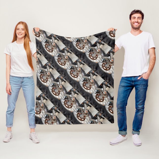 Dirt Bike Motorbike Wheel Cog, Med Fleece Blanket (In Situ)