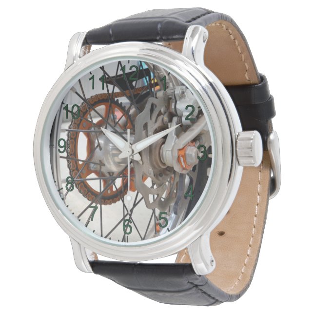 Dirt Bike Motorbike Wheel Cogs, Mens Wristwatch (Angled)