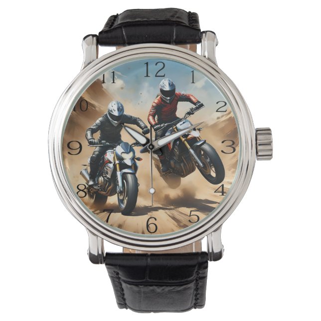 Dirt Bike Motorbikes Racing In The Desert, Watch (Front)