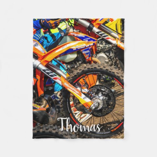 Dirt Bike Motorcycle Motocross Racing Personalized Fleece Blanket