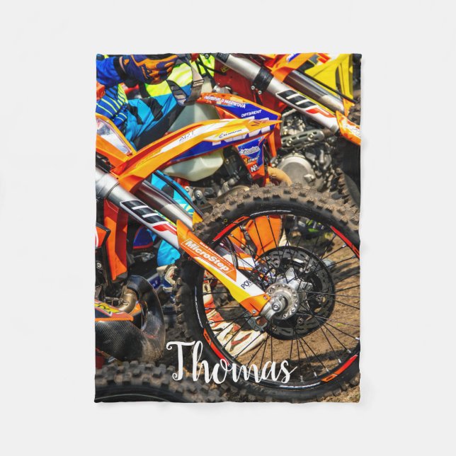Dirt Bike Motorcycle Motocross Racing Personalized Fleece Blanket (Front)